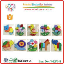 Hot Sale ECO-Friendly Non-toxic Cartoon Animal 3D Wooden Puzzle, Safety Intelligence 3D Puzzle